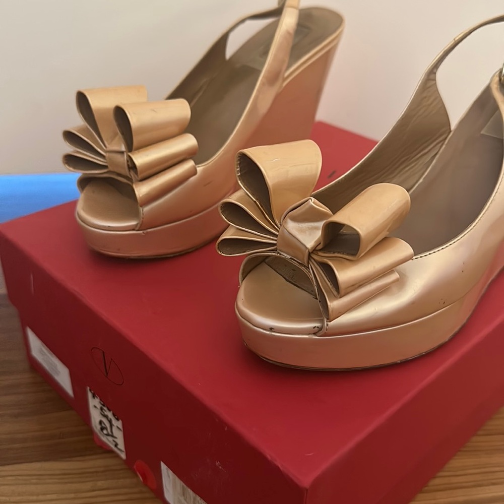 Valentino Slingback Wedge Sandals.